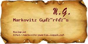 Markovitz Gyárfás névjegykártya